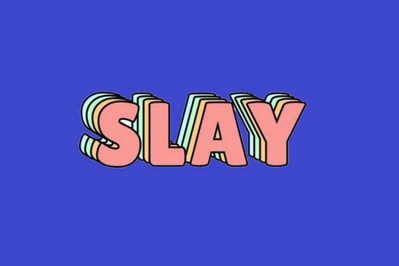 Minh họa các ngữ cảnh khác nhau mà giới trẻ Gen Z dùng từ slay, bao gồm thời trang, makeup, và trình diễn.
