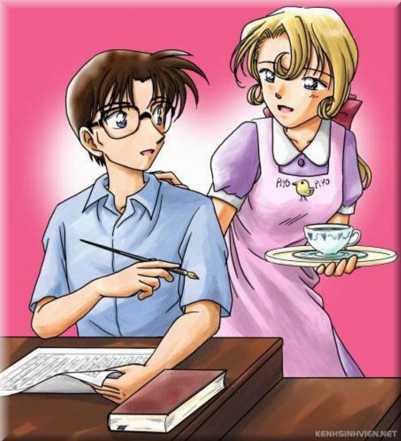 Fanart hoặc hình ảnh biểu tượng thể hiện sự suy đoán về tương lai của cặp đôi Conan và Haibara, có thể mang hơi hướng lãng mạn hoặc tri kỷ