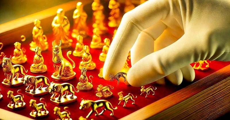 Biểu đồ biến động giá vàng hưng thịnh vượng theo thời gian, thể hiện xu hướng tăng giảm của kim loại quý